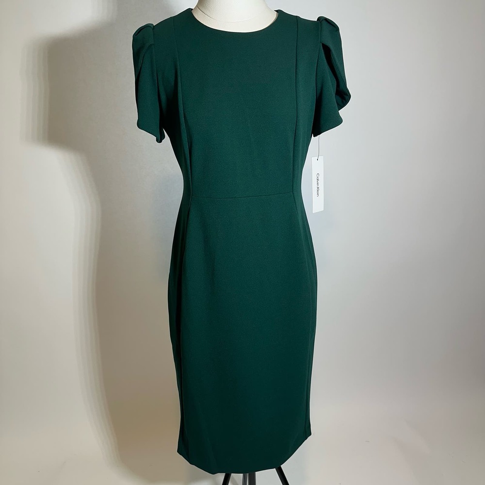 Calvin Klein Forest Green Short Sleeve Sheath Dress